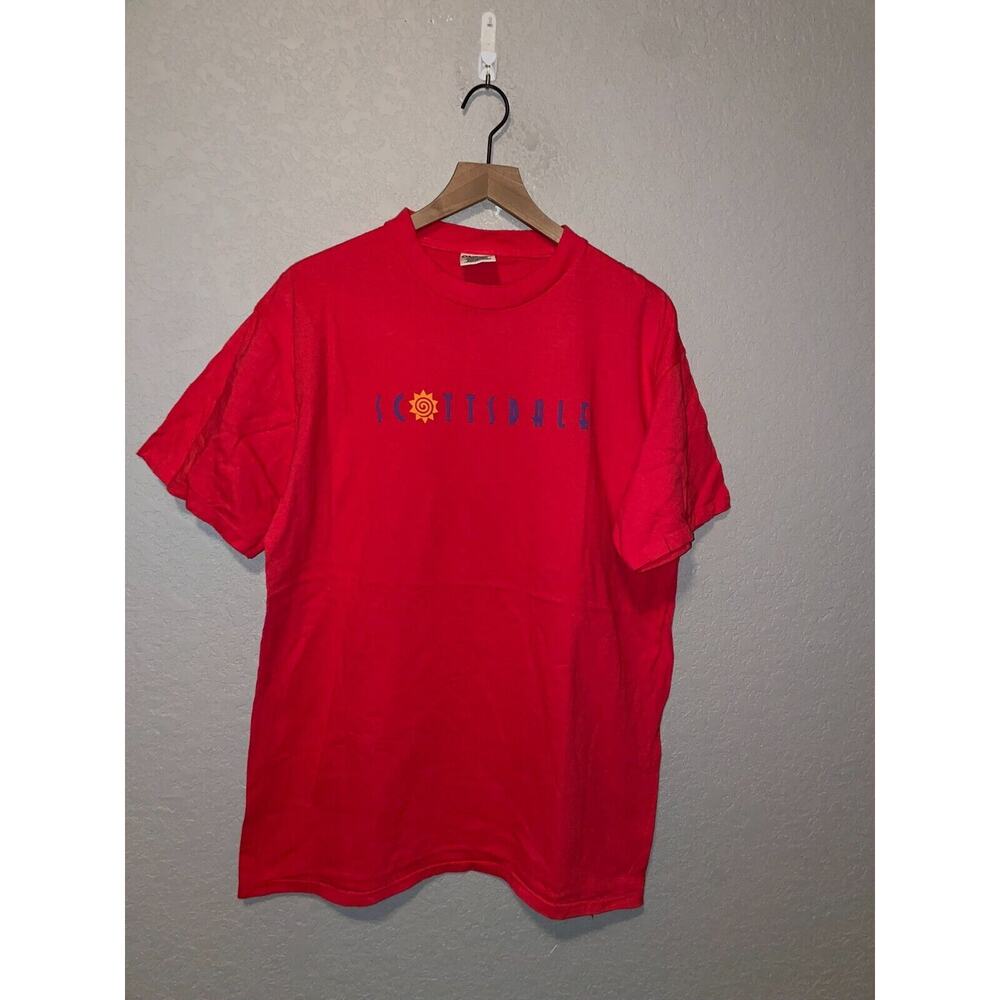Vintage Scottsdale Arizona Shirt Red Sun Script Shirt Tee VTG 90s 1990s Large